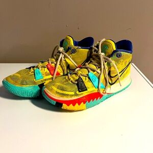 Nike	Kyrie 1 world 1 people WORN yellow, blue, black, turq, and red